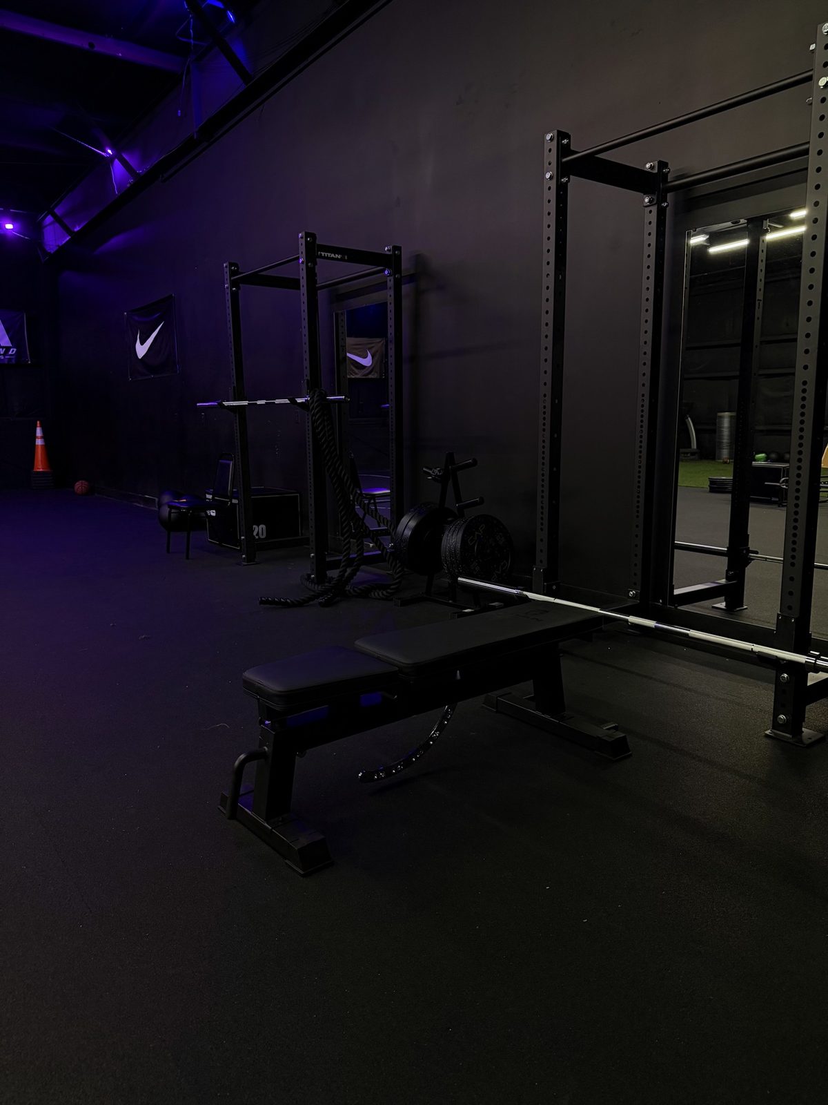 Power racks and strength equipment at Compound Athletics