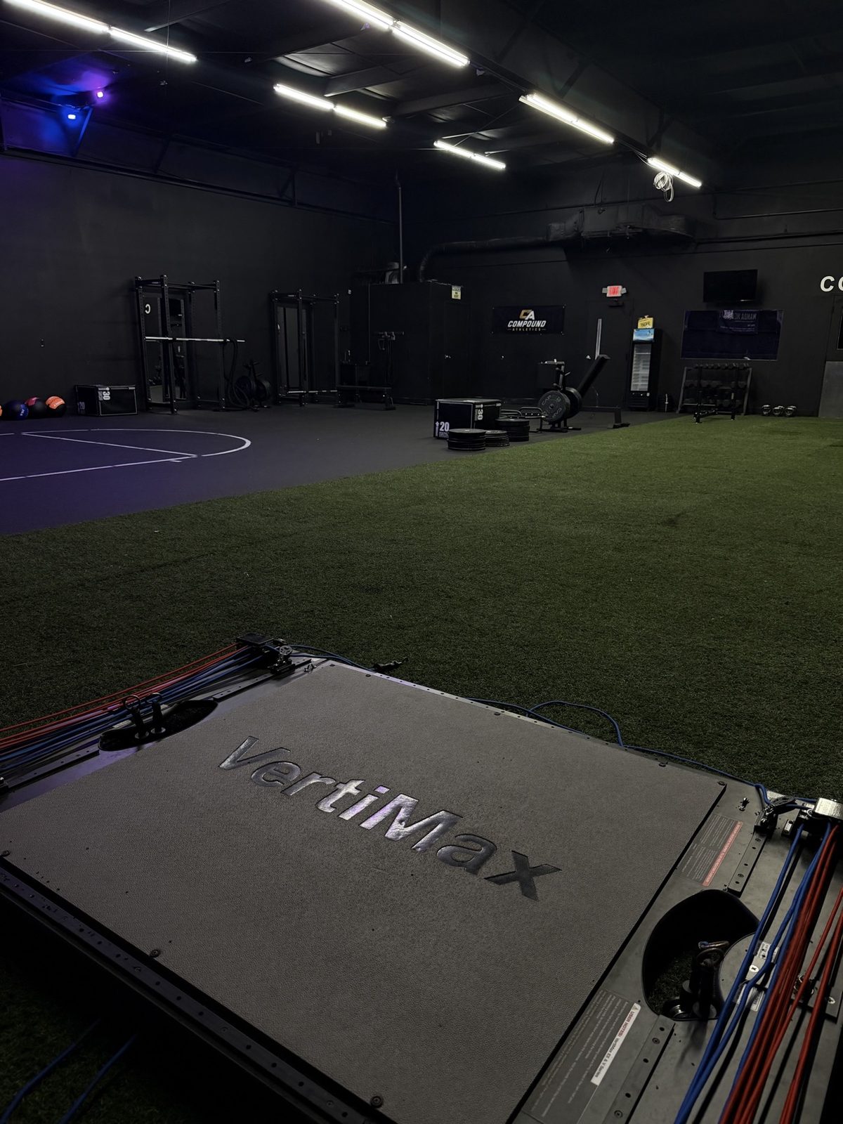 Indoor turf field with VertiMax at Compound Athletics